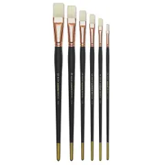Blick Masterstroke Interlocking Bristle Brush Set - Flat, Long Handle, Set of 6