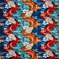 1 Yard Polynesian Tattoo And Plumeria Polyester Fabric For Apparel Crafts And Decorative Sewing Projects 45 Inch