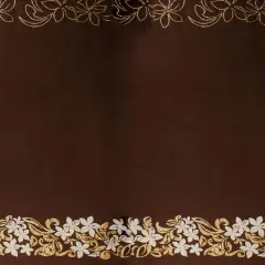 1 Yard Tiare & Swirls Double Border Glitter Polyester Fabric 56 Inch Width Brown