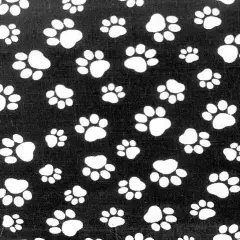 1 Yard Poly Cotton Fabric with Paw Prints Machine Washable 58/59 Inches Wide Black