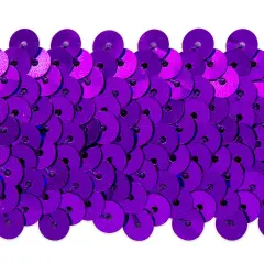 5 yards of 4 Row 1 1/2" Metallic Stretch Sequin Trim | 5 yard cut Purple