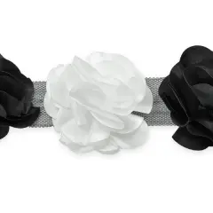 5 yards of Delicate Flower Fabric Trim | 5 yard cut Black/ White