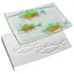 6&rdquo; x 4" x 1" Fish Texture Soap Dish Glass Fusing Kiln Mold