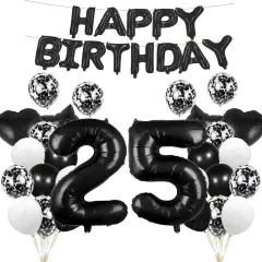 25th Birthday Decorations Black