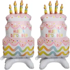 2PCS Happy Birthday Cake Foil Balloons
