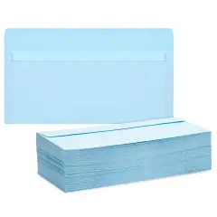 100 Pack #10 Light Blue Envelopes with Square Flap for Mailing Letters, Invitations (4 1/8 x 9 1/2 In)