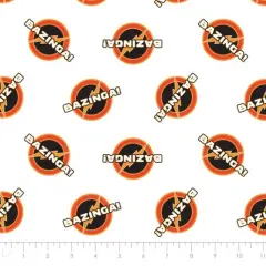 The Big Bang Theory Collection - Bazinga White Licensed Cotton Fabric by the Yard