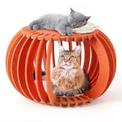 Portable & Collapsible Bed for Cats Dogs, Ideal Gift for Cat Dogs Lovers & Halloween Decor Orange