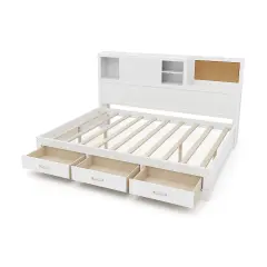 Twin Size Wooden Daybed with 3 Drawers with Storage Shelves