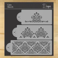 Elaine's Cake Stencil Set | C591 by Designer Stencils | Cake Decorating Tools | Baking Stencils for Royal Icing, Airbrush, Dusting Powder | Reusable Plastic Food Grade Stencil for Cakes | Easy to Use & Clean Cake Stencil