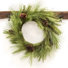 Woodland Pine Wreath with Pinecones 24" Natural Green Holiday Decor
