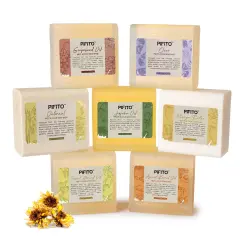 Pifito Melt and Pour Soap Base Sampler (7 lbs) │ Assortment of Jojoba Oil, Sweet Almond Oil, Mango Butter, Apricot Kernel Oil, Grapeseed Oil, Oatmeal, Clear (1lb ea) │ Glycerin Soap Making Supplies
