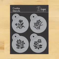 Small Botanical Flowers Cookie Stencils | C352 by Designer Stencils | Cookie Decorating Tools |