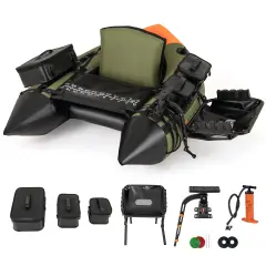 Portable Inflatable Fishing Boat with 3 Detachable Storage Boxes and Fish Finder Holder Green