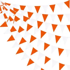 32Ft Orange White Triangle Flag Fabric Banner Pennant Garland Bunting Streamers