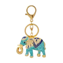 Wrapables Crystal Bling Keychain, Keyring Purse Handbag Pendant Charm, Blue Opulent Elephant