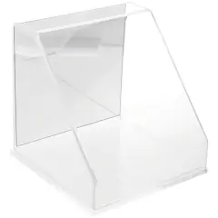 Plymor Clear Acrylic Slanted Front Display Case, 10" x 10" x 10" Clear (Mirrored)