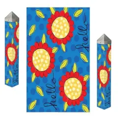 Pop of Flowers Art Pole 20 Inches Tall Hello