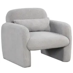 Modern Accent Chair with Waist Pillow and Armrests for Living Room Bedroom Grey