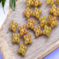 *10* 17mm Bronze Washed Matte Translucent Orange Amber 4 Petal Lily Flower Beads