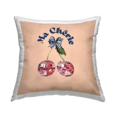 Glam Cherry Phrase Design by Amelia Noyes Outdoor Printed Pillow 