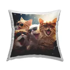 Happy Meowing Cats Design by Jim Baldwin Outdoor Printed Pillow 