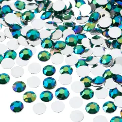 John Bead 6mm (SS28) Round Acrylic Flat Back Rhinestones, 1000pcs Green AB
