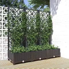 vidaXL Garden Planter with Trellis Black 47.2x15.7x47.8 PP