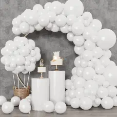 129pcs White Balloons Different Sizes 18 12 10 5 Inch for Garland Arch,Party Latex Balloons for Birthday Party Wedding Anniversary Baby Shower Party Decoration