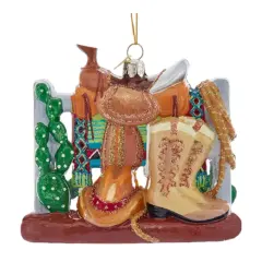 4.75" Noble Gems&trade; Glass Western Ornament | Unique Christmas Tree Decoration