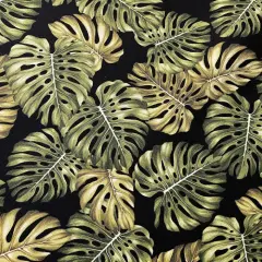 1 Yard Monstera Leaf Upholstery Fabric 1100% Cotton Heavy Barkcloth 36in L x 56in W Black