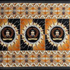 1 Yard Tongan Seal Double Border 100% Cotton Light Barkcloth Fabric 36in L x 44in W Black