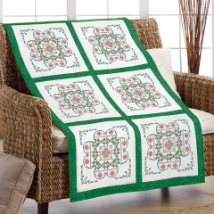 HerrschnersSnowflake Heart Quilt Blocks Stamped Cross-Stitch Multi