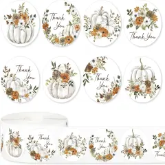1000Pcs Fall Pumpkin Thank You Stickers Roll