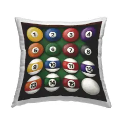 Billiard Balls Arrangement Design by Molly B. Outdoor Printed Pillow 