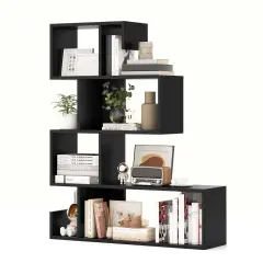 Costway 1/2 PCS 5-Tier S-Shaped Bookshelf with Open Cubes Anti-Toppling Kits Freestanding Bookcase