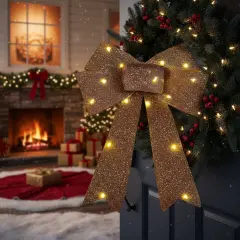 3 Pieces Pre Lit Xmas Bows Battery Operated Holiday Home Decor