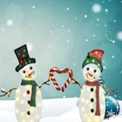 Light-Up Heart Snowman Duo 30" & 32" Tall Christmas Display Set