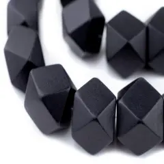 The Bead Chest Black Cornerless Cube Wood Beads: 20mm Diamond Cut Natural Organic Beads for Jewelry Making