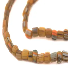 The Bead Chest Java Gooseberry Beads - Full Strand of Striped Glass Beads (Caramel, 4mm)