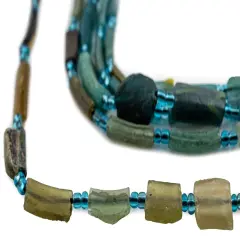 The Bead Chest Aqua Roman Glass Beads, Genuine Glass Found in Afghanistan, Matte Glass Beads for Jewelry Making