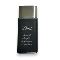 Cigar Case with Cutter - Dad you will always be the first man Leatherette Black/Silver