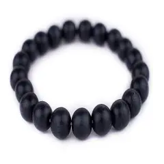 The Bead Chest Wood Stretch Bracelet, Charcoal Black - Stackable Beaded Jewelry, Unisex for Men & Women
