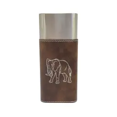Cigar Case with Cutter - Elephant - Leather Rustic/Silver
