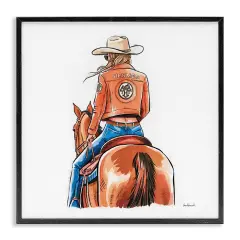 Stupell Industries Fashionable Chic Cowgirl Framed Giclee Wall Art Design by Amanda Greenwood