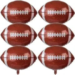 6Pcs Football Party Balloons,27 Inch Football Shaped Foil Balloon for Tailgate Game Day Football Theme Birthday Party Decorations,Super Sunday Touch Down Party Supplies