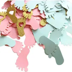 Footprint Baby Shower Confetti for Gender Reveal Party Table Decorations,Baby Gender Party Favor Candy Box/Bag DIY Decor Supplies 250CT