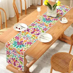 Mexican Otomi Table Runner Cinco De Mayo Fiesta Party Supply Dia De Los Muertos Decoration Home Kitchen Altar Ofrenda Decor (13" x 72")