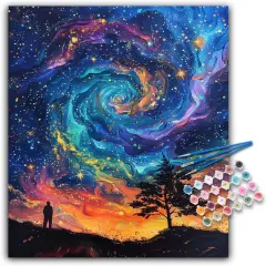 Paint by Numbers Kit for Adults Beginner - Starry Sky Acrylic Adult Paint by Number Kits on Canvas, Fantasy Landscape Watercolor Oil Number Painting for Adults, Perfect for Home Decor Gift 16"x20"