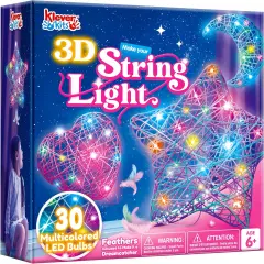 Kits 3D Summer String Art Kit for Kids, Light Up String Light Toy with 30 Multi-Colored LED Bulbs, Arts and Crafts Set, Birthday Gifts for Girls and Boys Ages 6+